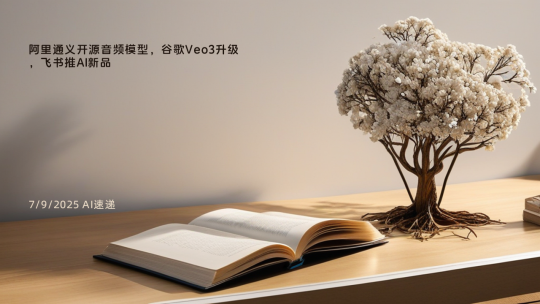 7/9/2025 AI速遞 | 阿里通義開(kāi)源音頻模型，谷歌Veo3升級(jí)，飛書推AI新品